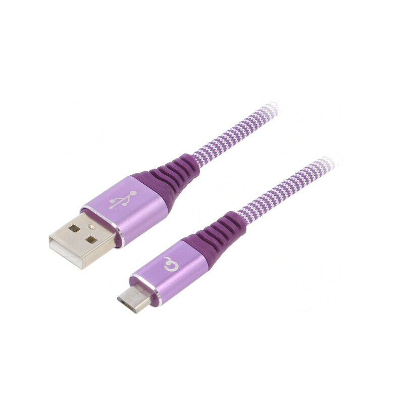 Cablu USB 2.0 USB A - Micro USB B Aurit 2m Violet | Electronic-mag.ro | Componente Electronice