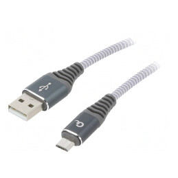 Cablu USB 2.0 A la Micro B aurit 2m gri | Electronic-mag.ro | Componente Electronice