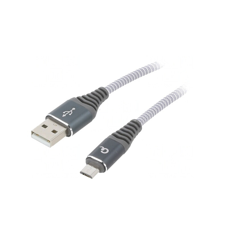 Cablu USB 2.0 A la Micro B aurit 2m gri | Electronic-mag.ro | Componente Electronice
