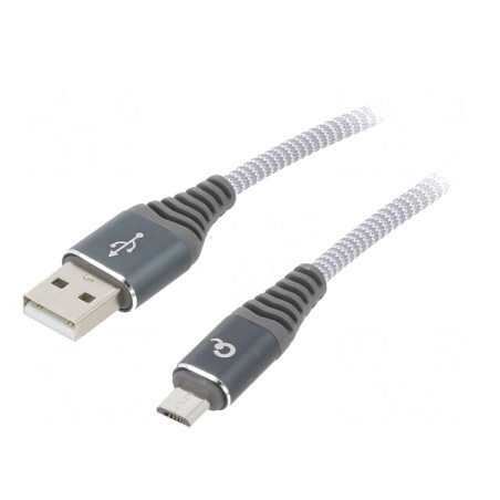Cablu USB 2.0 A la Micro B aurit 2m gri | Electronic-mag.ro | Componente Electronice