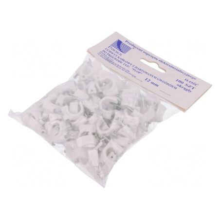Elemente de susținere cablu alb 12mm 100 bucăți | Electronic-mag.ro | Componente Electronice
