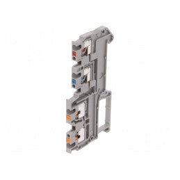 Conector de șine 0,14-1,5mm² 3 piste 4 borne gri TS35 | Electronic-mag.ro | Componente Electronice