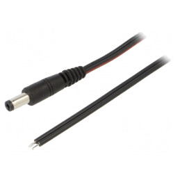 Cablu Negru 2x0,75mm² cu Mufă DC 5,5/2,5 - 1,5m | Electronic-mag.ro | Componente Electronice
