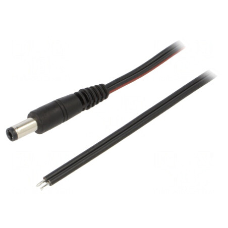 Cablu Negru 2x0,75mm² cu Mufă DC 5,5/2,5 - 1,5m | Electronic-mag.ro | Componente Electronice