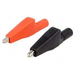 Bornă crocodil 5A negru roșu 55mm PVC | Electronic-mag.ro | Componente Electronice