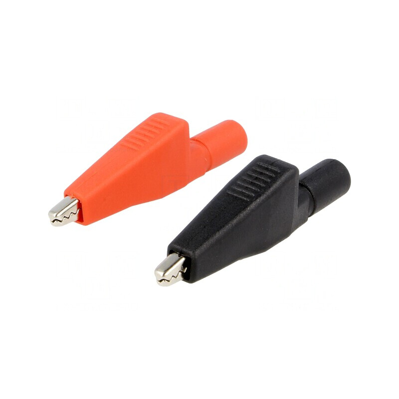 Bornă crocodil 5A negru roșu 55mm PVC | Electronic-mag.ro | Componente Electronice