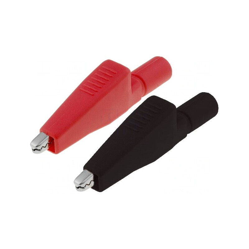 Bornă crocodil 5A 4mm negru şi roşu | Electronic-mag.ro | Componente Electronice