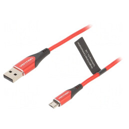 Cablu USB 2.0 A la Micro B 1,5m Roșu 480Mbps | Electronic-mag.ro | Componente Electronice