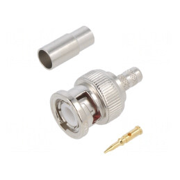 Mufă BNC Tată Drept 50Ω Crimpat PTFE Aurit | Electronic-mag.ro | Componente Electronice