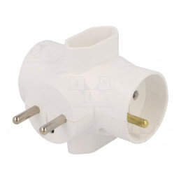 Conector Alimentare Splitter 2P Alb 4x Soclu | Electronic-mag.ro | Componente Electronice