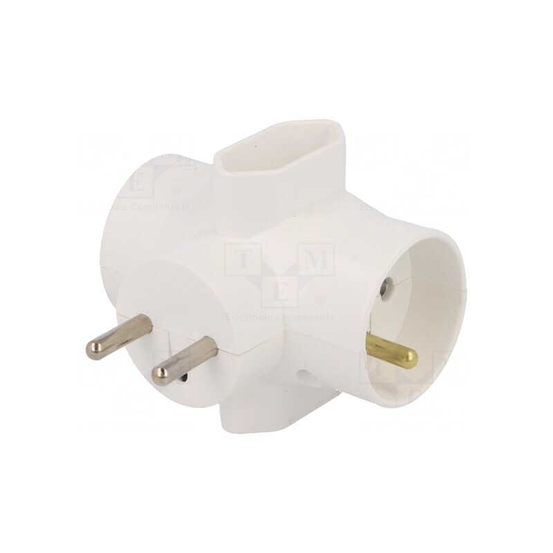 Conector Alimentare Splitter 2P Alb 4x Soclu | Electronic-mag.ro | Componente Electronice