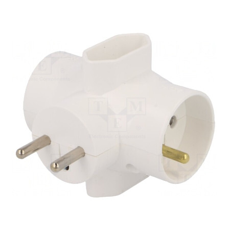 Conector Alimentare Splitter 2P Alb 4x Soclu | Electronic-mag.ro | Componente Electronice