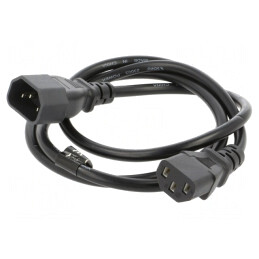 Cablu IEC C13 mamă la C14 tată PVC 1,2m negru 10A | Electronic-mag.ro | Componente Electronice