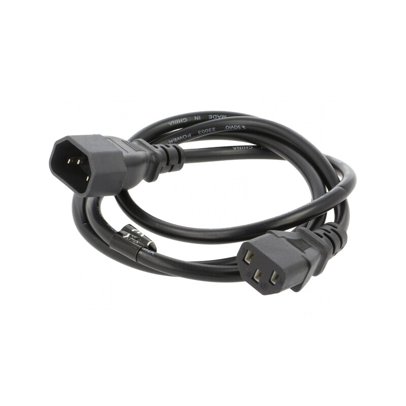 Cablu IEC C13 mamă la C14 tată PVC 1,2m negru 10A | Electronic-mag.ro | Componente Electronice Cablu IEC C13 mamă la C14 tată PVC 1,2m negru 10A | Electronic-mag.ro | Componente Electronice