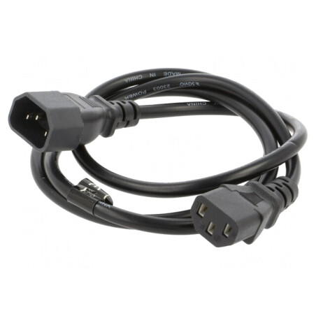 Cablu IEC C13 mamă la C14 tată PVC 1,2m negru 10A | Electronic-mag.ro | Componente Electronice