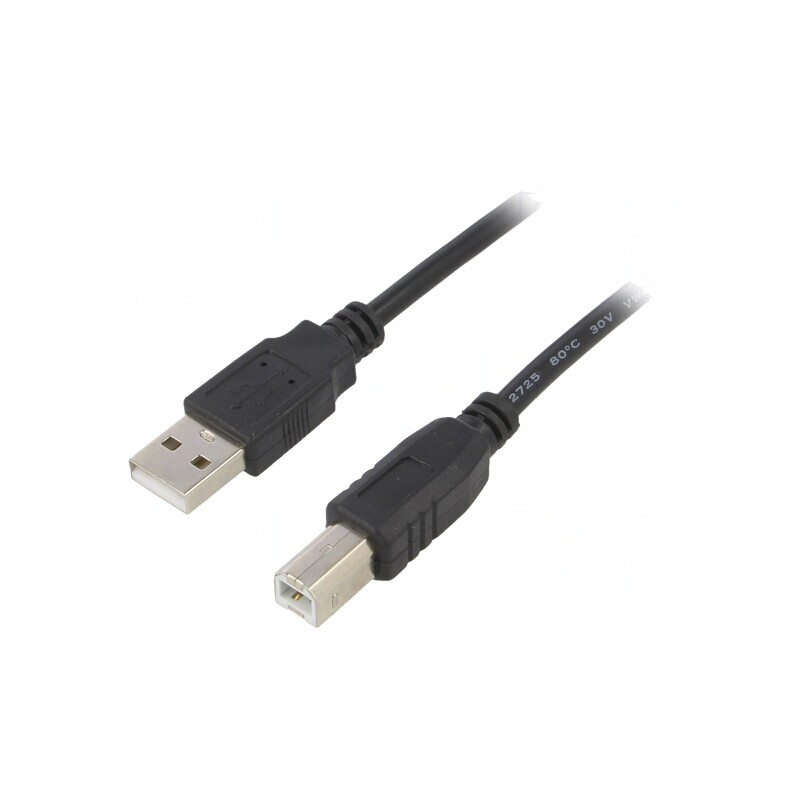 Cablu USB 2.0 A-B 5m Negru | Electronic-mag.ro | Componente Electronice