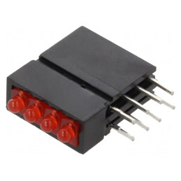 LED; în carcasă; roşie; 1,8mm; Nr.diode: 4; 20mA; 70°; 1÷5mcd