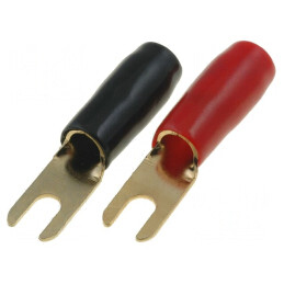 Terminal Furcă M4 4mm2 Aurit Izolat Negru Roșu | Electronic-mag.ro | Componente Electronice