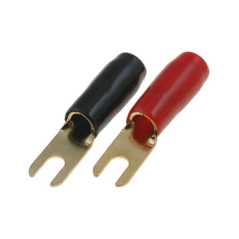 Terminal Furcă M4 4mm2 Aurit Izolat Negru Roșu | Electronic-mag.ro | Componente Electronice