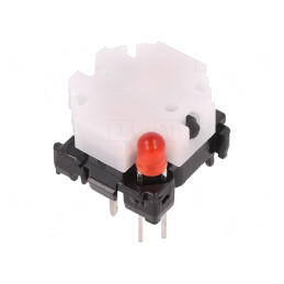 Comutator: tastatură; Poz: 2; SPST-NO; 0,1A/28VDC; albă; LED; roşie