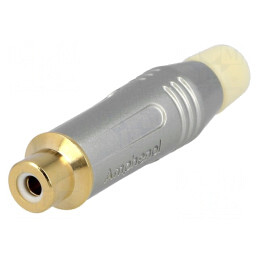 Mufă RCA Mamă Drept Lipire Gri Aurit | Electronic-mag.ro | Componente Electronice