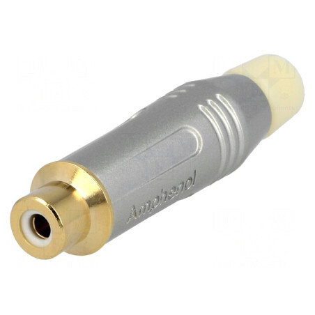 Mufă RCA Mamă Drept Lipire Gri Aurit | Electronic-mag.ro | Componente Electronice