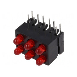 LED; în carcasă; roşie; 2,8mm; Nr.diode: 6; 20mA; 60°; 1,2÷4mcd