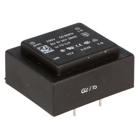 Transformator Încapsulat 0,5VA 230V AC 15V 33mA PCB | Electronic-mag.ro | Componente Electronice