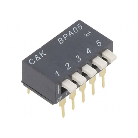 Comutator DIP-SWITCH 5 Secțiuni ON-OFF 24VDC | Electronic-mag.ro | Componente Electronice