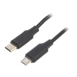 Cablu USB 2.0 Micro USB B la USB C 1.5m Negru 480Mbps | Electronic-mag.ro | Componente Electronice