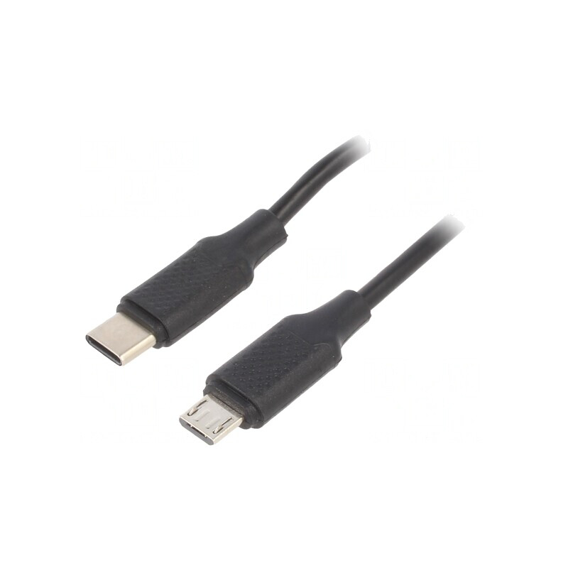 Cablu USB 2.0 Micro USB B la USB C 1.5m Negru 480Mbps | Electronic-mag.ro | Componente Electronice