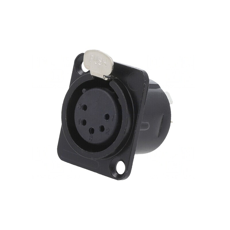 Soclu XLR Mamă 5 Pin cu Buton Metalic Negru 19x24mm | Electronic-mag.ro | Componente Electronice