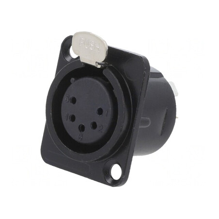 Soclu XLR Mamă 5 Pin cu Buton Metalic Negru 19x24mm | Electronic-mag.ro | Componente Electronice