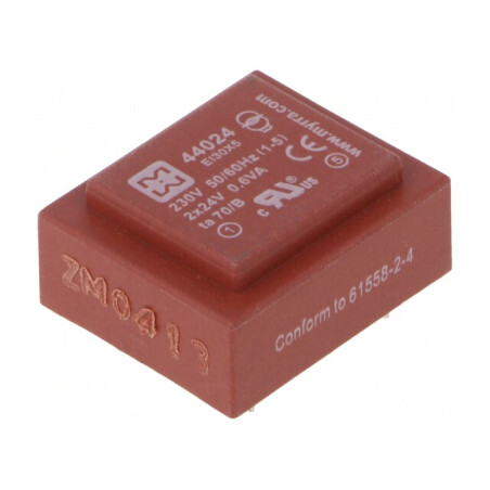 Transformator încapsulat 0,6VA 230V AC la 24V 12mA PCB | Electronic-mag.ro | Componente Electronice