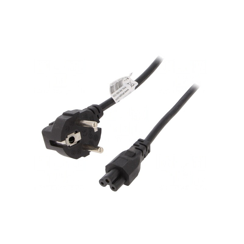 Cablu de Alimentare 3x0.5mm2 cu Ştecăr în Unghi și Conector IEC C5 PVC | Electronic-mag.ro | Componente Electronice