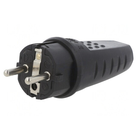 Conector de Alimentare AC 250V 16A Negru 2P+PE | Electronic-mag.ro | Componente Electronice