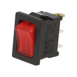 Comutator Rocker SPST ON-OFF 16A/12VDC cu LED Roșu | Electronic-mag.ro | Componente Electronice