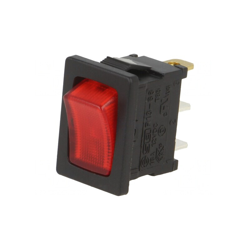 Comutator Rocker SPST ON-OFF 16A/12VDC cu LED Roșu | Electronic-mag.ro | Componente Electronice