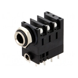 Adaptor Audio Soclu Jack 3,5mm la 6,3mm THT 90°