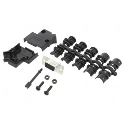 Conector D-Sub 9 pini mamă 45° lipire cablu aurit | Electronic-mag.ro | Componente Electronice
