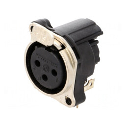 Soclu XLR Mamă 3 PIN Unghi 90° Argint 6A | Electronic-mag.ro | Componente Electronice