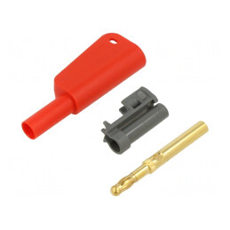 Conector Banana 4mm 32A 1kV Roșu cu Izolație și Soclu Axial | Electronic-mag.ro | Componente Electronice