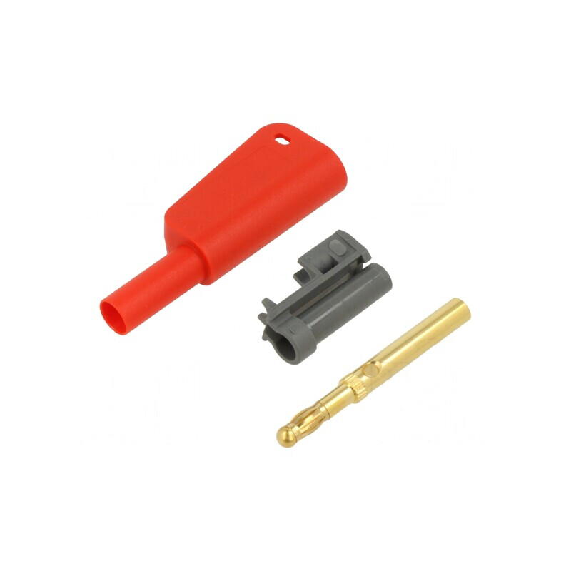 Conector Banana 4mm 32A 1kV Roșu cu Izolație și Soclu Axial | Electronic-mag.ro | Componente Electronice