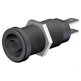 Soclu banană 4mm negru nichelat pe panou | Electronic-mag.ro | Componente Electronice