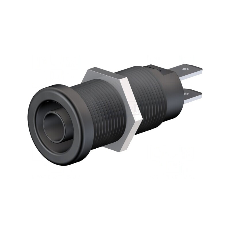 Soclu banană 4mm negru nichelat pe panou | Electronic-mag.ro | Componente Electronice