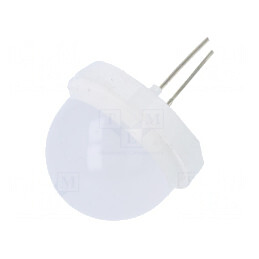 LED; 20mm; alb cald; 750÷3000mcd; 120°; Parte frontală: convex