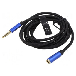 Cablu Audio Jack 3.5mm 4 pini 1.5m Negru | Electronic-mag.ro | Componente Electronice