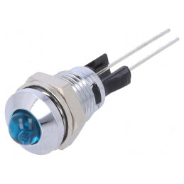 Lampă LED Convex Albastru Ø8mm pentru PCB Alamă | Electronic-mag.ro | Componente Electronice