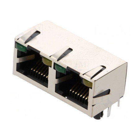 Soclu RJ45 Cat5e Ecranat Dublu cu LED 8P8C | Electronic-mag.ro | Componente Electronice
