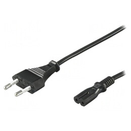 Cablu Alimentare 1.8m Negru 2x0.75mm2 Cu Mufă CEE 7/16 și IEC C7 | Electronic-mag.ro | Componente Electronice
